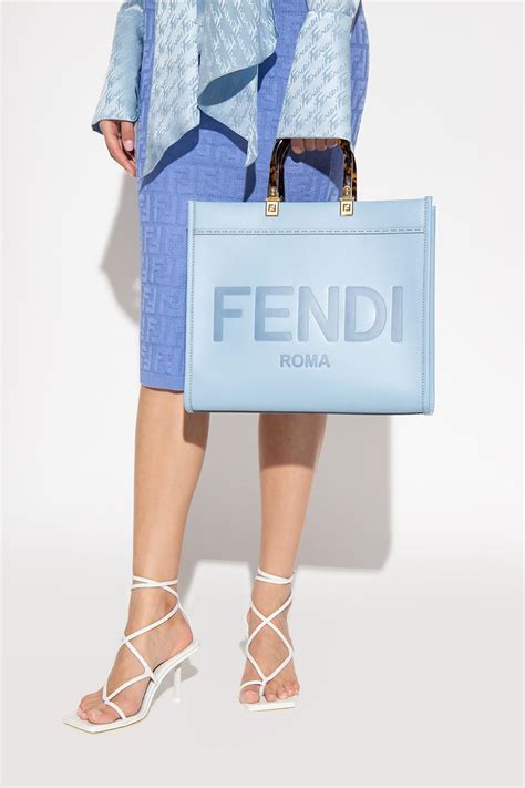 fendi blue leather bag|Fendi sunshine medium.